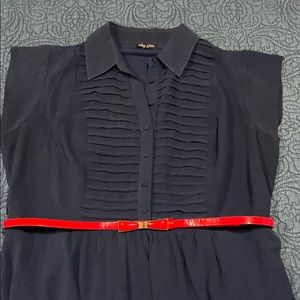 City Chic navy shirt dress with red belt